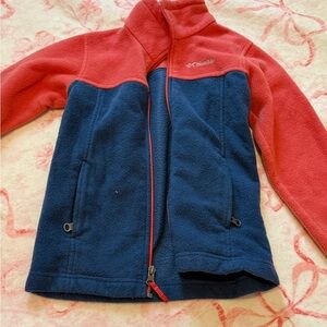 Columbia Kids Navy and Coral Fleece Full-Zip Jacket